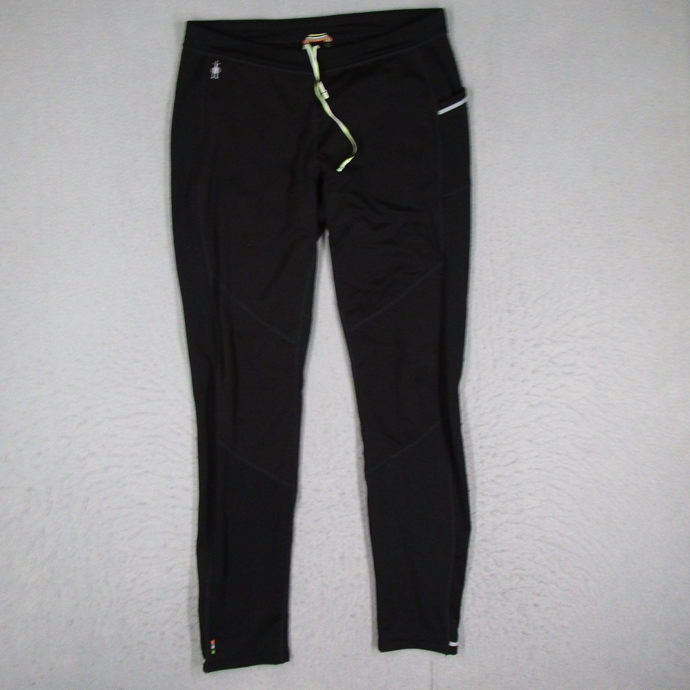 Smartwool Mens Merino Wool Blend Running Tights Black Athletic Leggings Large